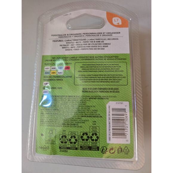 Dymo 10697 LT White Paper Labeling Refill Tape, 1/2" x 13', LetraTag - Picture 2 of 2